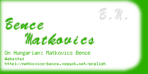 bence matkovics business card